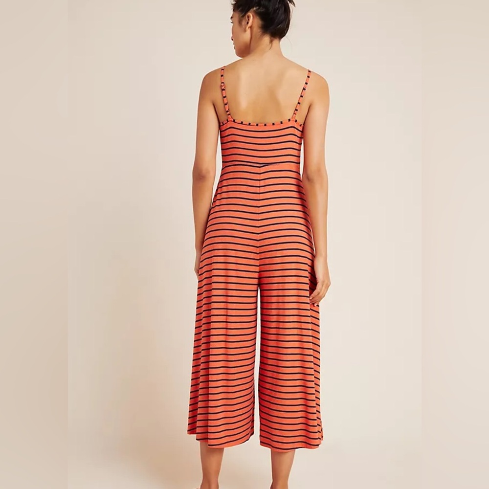 Anthropologie Red and Black Striped Jumpsuit - Picture 3 of 7
